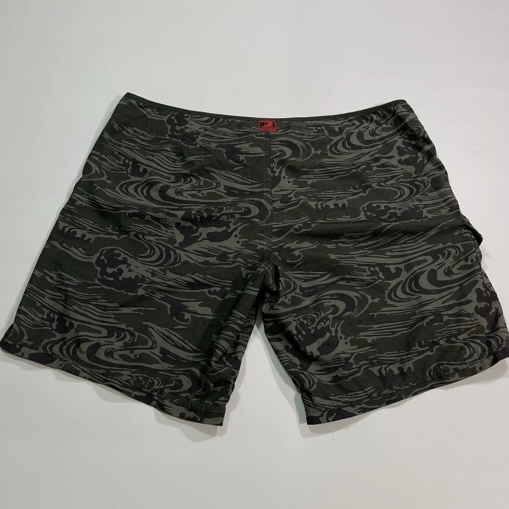 Maui Rippers Board Shorts Mens Size 16 Green Wave Surf Swim Trunks Cargo Pocket